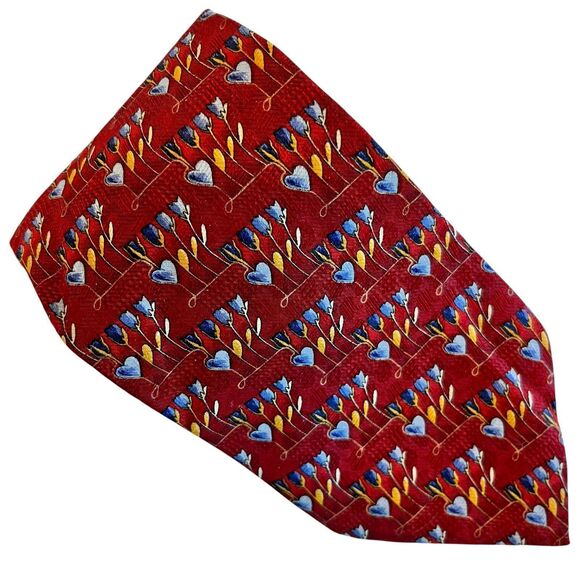 Ermenegildo Zegna Necktie Red Floral Tie 100% Silk Italy 60x3.5 - Picture 1 of 6
